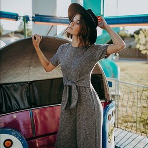 NWOT Heather Gray Tie Jumpsuit